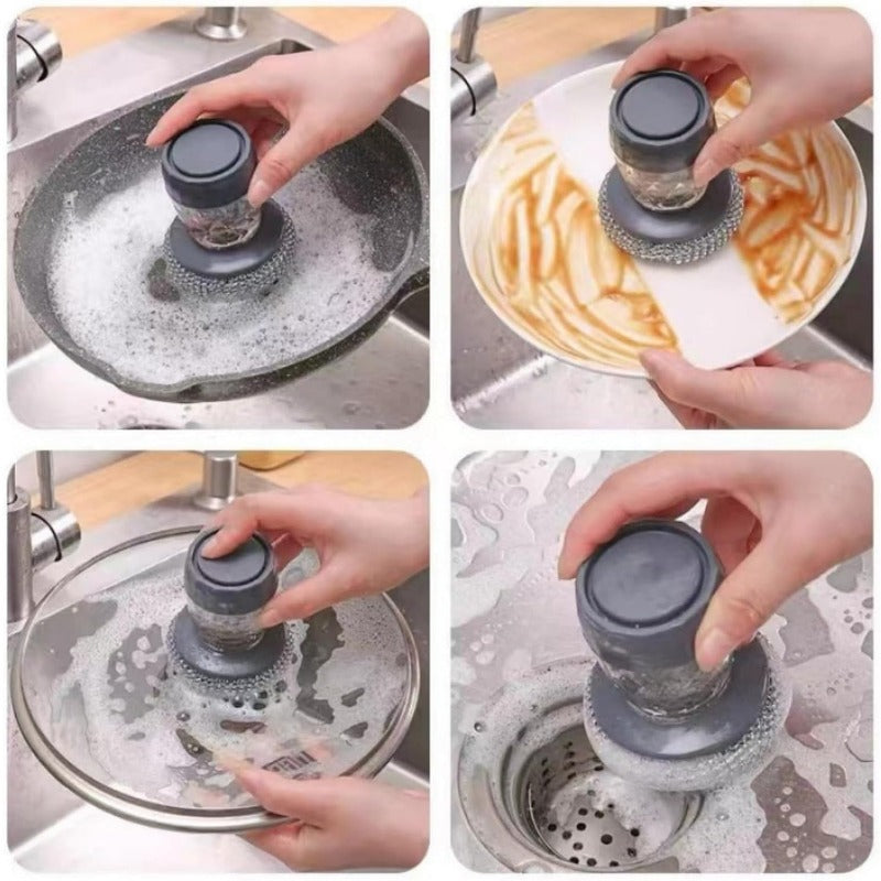 Soap-Dispensing PTE Scrubber – Heavy-Duty Kitchen Cleaning Tool